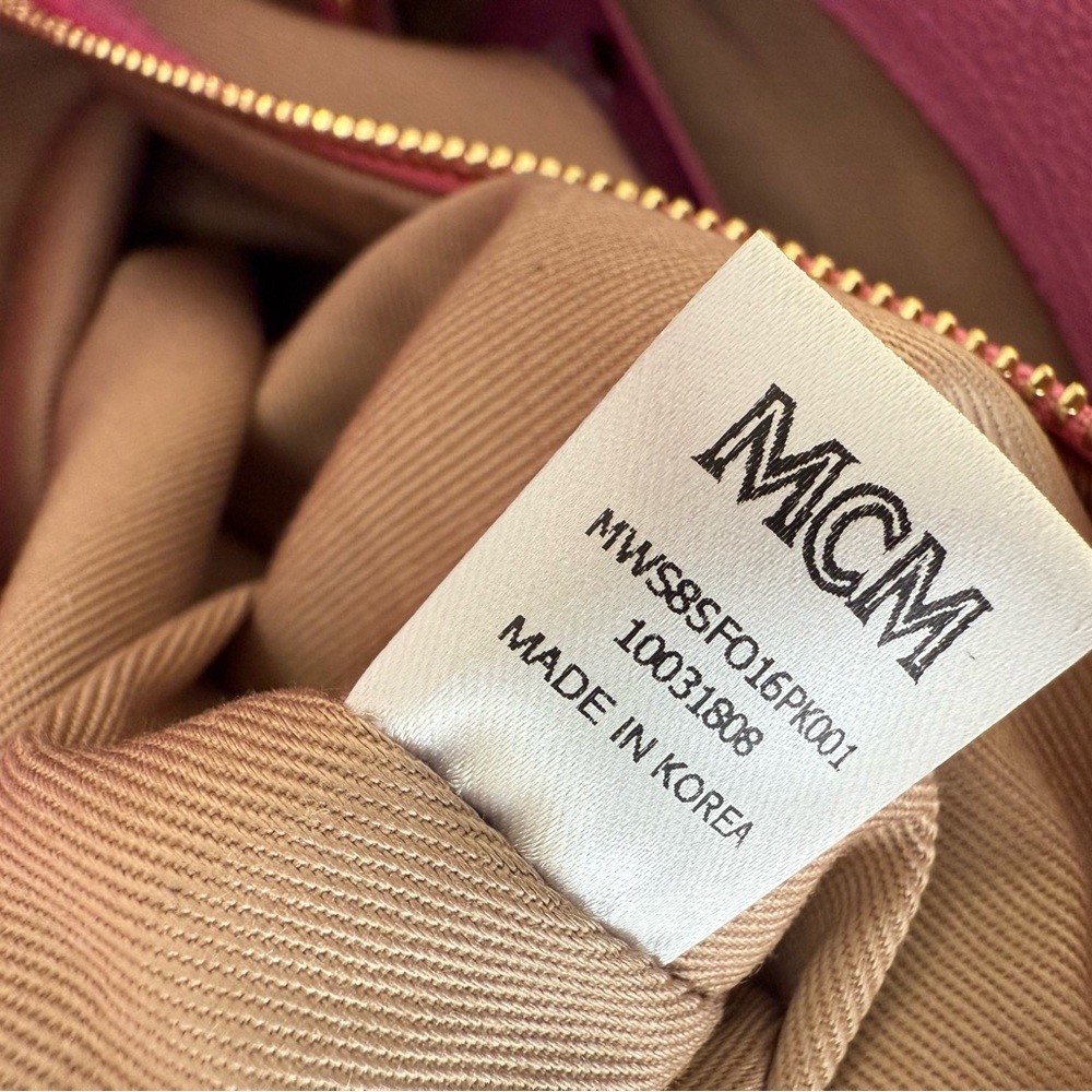 MCM Pink Visetos Structured Top Handle Satchel Like New - Picture 14 of 14